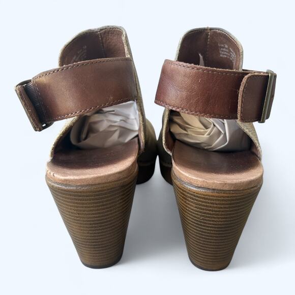 Dansko Reggie Peep Toe Heel Sling Back Tooled Leather Bootie Sandal Taupe sz 39 - Picture 4 of 12